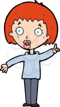 Royalty Free Clipart Image of a Red-Haired Girl Pointing