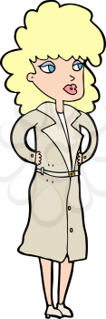 Royalty Free Clipart Image of a Female in a Trench Coat