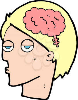 Royalty Free Clipart Image of a Head with a Brain Symbol