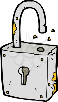 Royalty Free Clipart Image of a Rusty Padlock