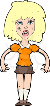 Royalty Free Clipart Image of a Beat Up Girl
