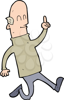 Royalty Free Clipart Image of a Bald Man Pointing Up