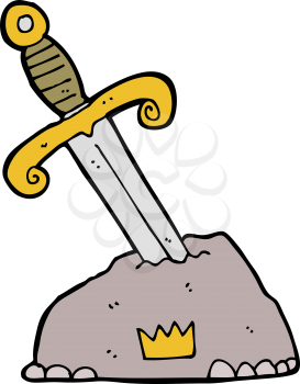 Royalty Free Clipart Image of a Sword in a Stone