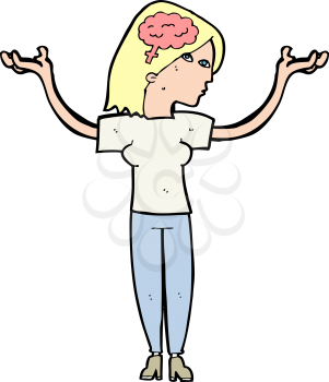 Royalty Free Clipart Image of a Woman with a Brain Symbol