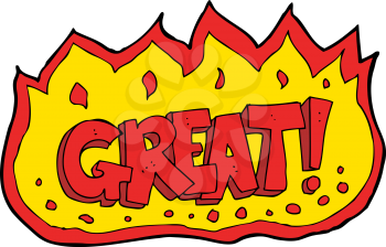 Royalty Free Clipart Image of a Flame with Great text