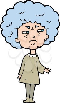 Royalty Free Clipart Image of an Old Grumpy Lady