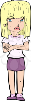 Royalty Free Clipart Image of an Upset Girl