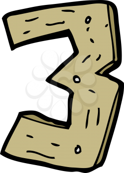 Royalty Free Clipart Image of a Wooden Number Three
