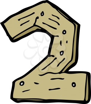 Royalty Free Clipart Image of a Wooden Number Two