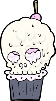 Royalty Free Clipart Image of a Skull Cupcake