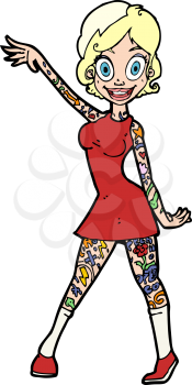 Royalty Free Clipart Image of a Tattooed Woman