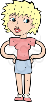 Royalty Free Clipart Image of a Girl with Hands on Hips