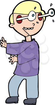 Royalty Free Clipart Image of a Boy with Eyes Popping Out