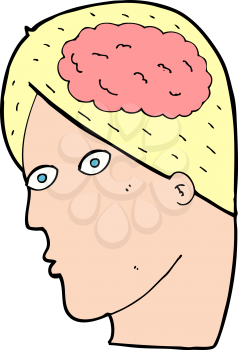 Royalty Free Clipart Image of a Head Showing a Brain