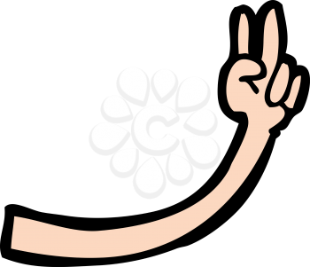 Royalty Free Clipart Image of a Left Arm Giving a Peace Sign