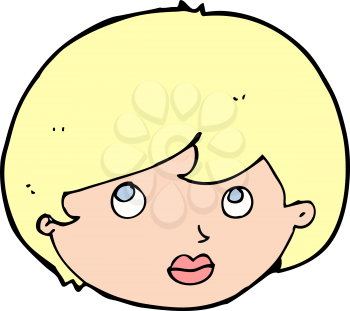 Royalty Free Clipart Image of a Female Face Looking Up