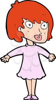 Royalty Free Clipart Image of a Redheaded Woman in a Dress