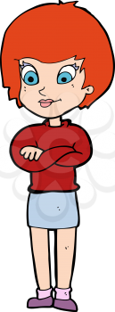 Royalty Free Clipart Image of a Redheaded Woman with Arms Crossed