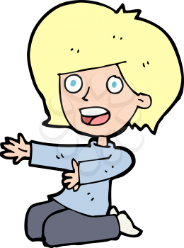 Royalty Free Clipart Image of a Woman on Her Knees