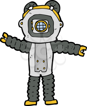 Royalty Free Clipart Image of a Deep Sea Diver