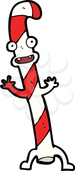 Royalty Free Clipart Image of a Candy Cane Character