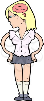 Royalty Free Clipart Image of a Woman With Exposed Brain