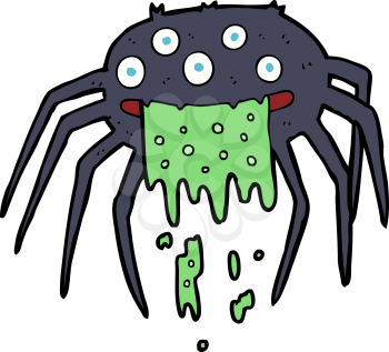 Royalty Free Clipart Image of a Spider Throwing Up
