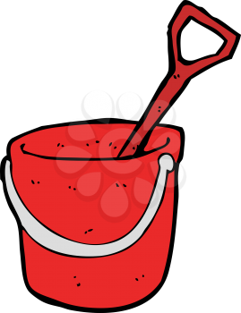 Royalty Free Clipart Image of a Bucket and Shovel