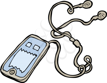 Royalty Free Clipart Image of an MP3 Player and Earphones