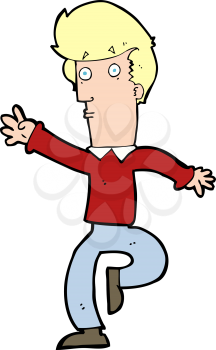 Royalty Free Clipart Image of a Man Standing on One Foot