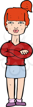Royalty Free Clipart Image of a Woman with Arms Crossed