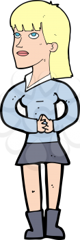 Royalty Free Clipart Image of a Woman with Hands Clasped