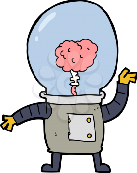 Royalty Free Clipart Image of a Robot with Exposed Brain