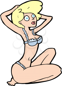 Royalty Free Clipart Image of a Woman Posing in Lingerie
