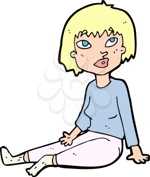 Royalty Free Clipart Image of a Woman Sitting on the Floor