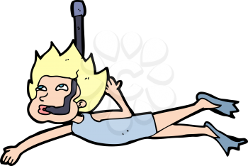 Royalty Free Clipart Image of a Woman Snorkeling