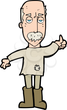 Royalty Free Clipart Image of an Old Man Hitchhiking