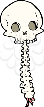 Royalty Free Clipart Image of a Skull and Spine