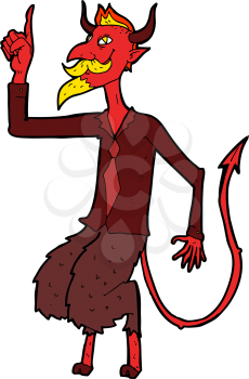 Royalty Free Clipart Image of a Devil Wearing a Shirt and Tie