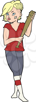 Royalty Free Clipart Image of a Punk Girl with a Baseball Bat