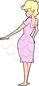 Royalty Free Clipart Image of a Woman Looking at Her Nails