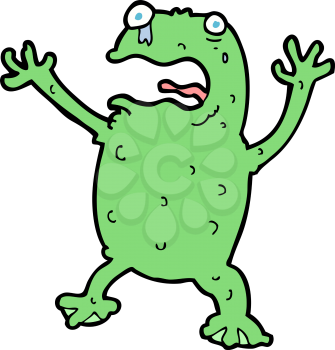 Royalty Free Clipart Image of a Frightened Frog