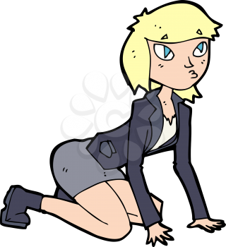 Royalty Free Clipart Image of a Woman on Hands and Knees