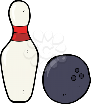 Royalty Free Clipart Image of a Bowling Pin and Ball