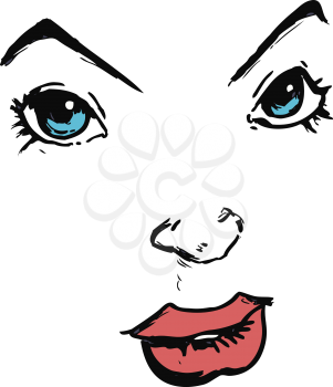 Royalty Free Clipart Image of a Comic Book Face