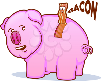 Cartoon pig with talking bacon