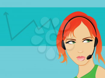 Telemarketing Operator Business Woman Talking on a hands free headset