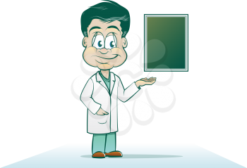 Doctor Cartoon with X-ray or Chart