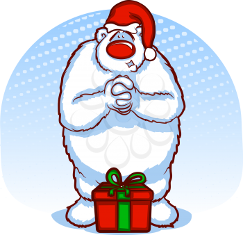 Christmas Polar Bear with Unopened Gift