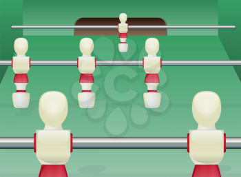 Illustration of foosball players protecting the goal